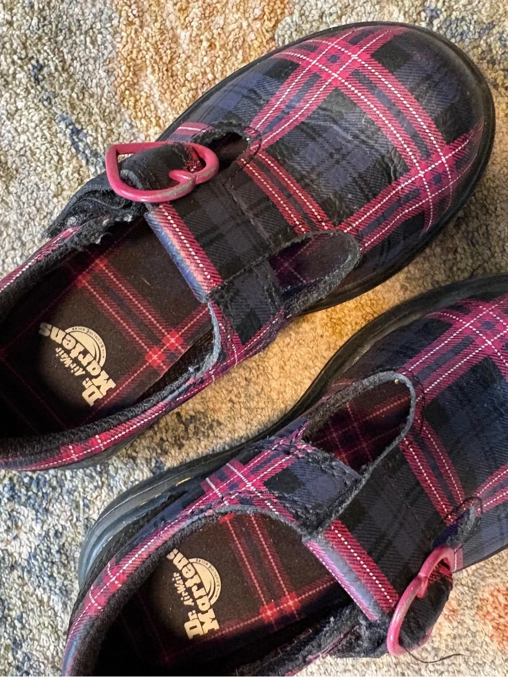 Dr Martens Polley II Mary Jane Black Toddler Pink Plaid Size 8